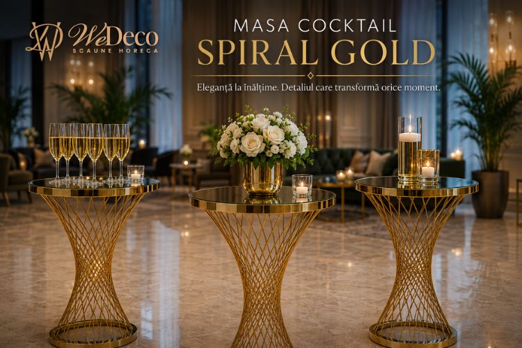 Masa Cocktail Spiral – Prima Impresie a Evenimentului, la Cel Mai Accesibil Preț din Seria Krom