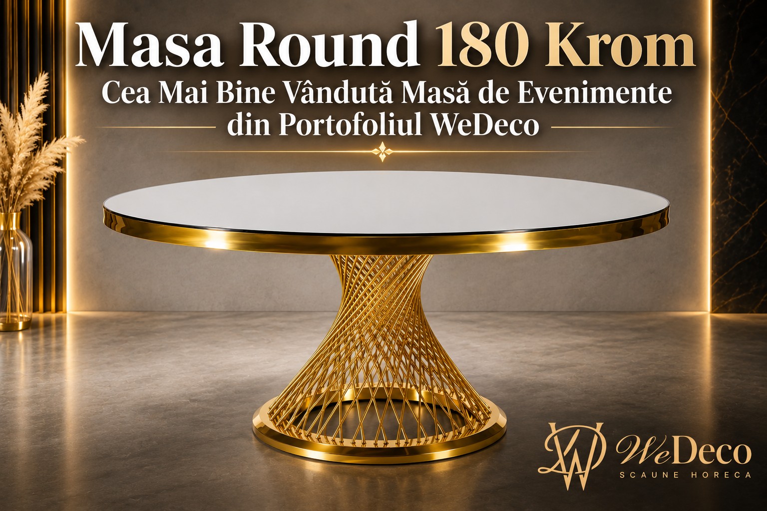 Masa Round 180 Krom – Cea Mai Bine Vândută Masă de Evenimente din Portofoliul WeDeco