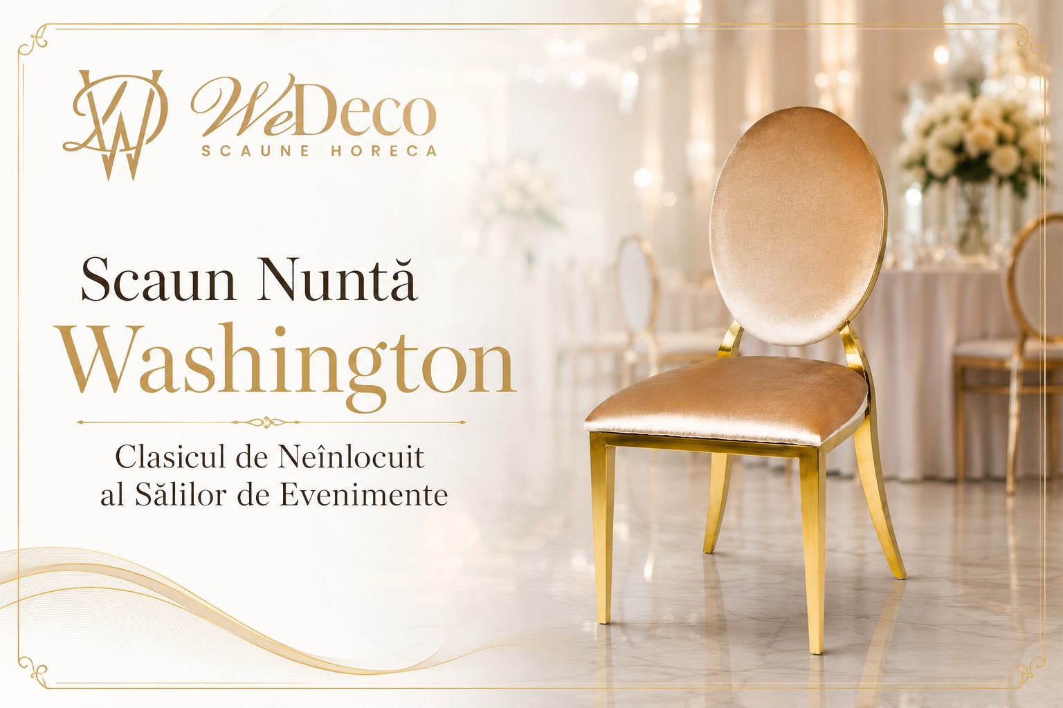 Scaun Nuntă Washington – Clasicul de Neînlocuit al Sălilor de Evenimente