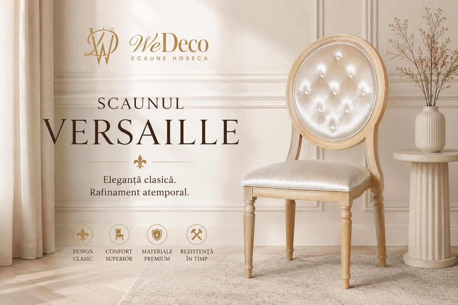 Scaun Versaille – Clasicul Louis Reinterpretat în Aluminiu Indestructibil