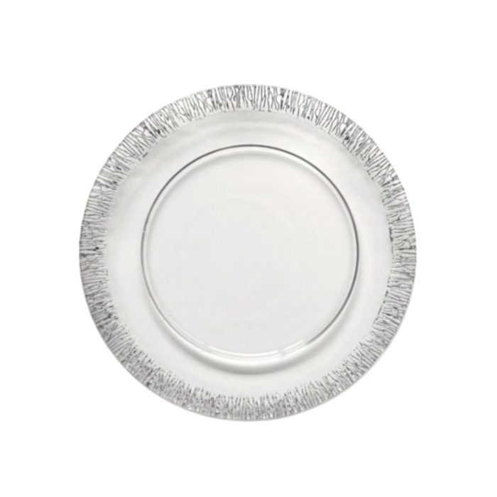 Farfurie tip platou suport HSR003 din sticlă cu design elegant și rafinat, ideală pentru prezentarea torturilor, deserturilor și preparatelor la evenimente și în restaurante - fata