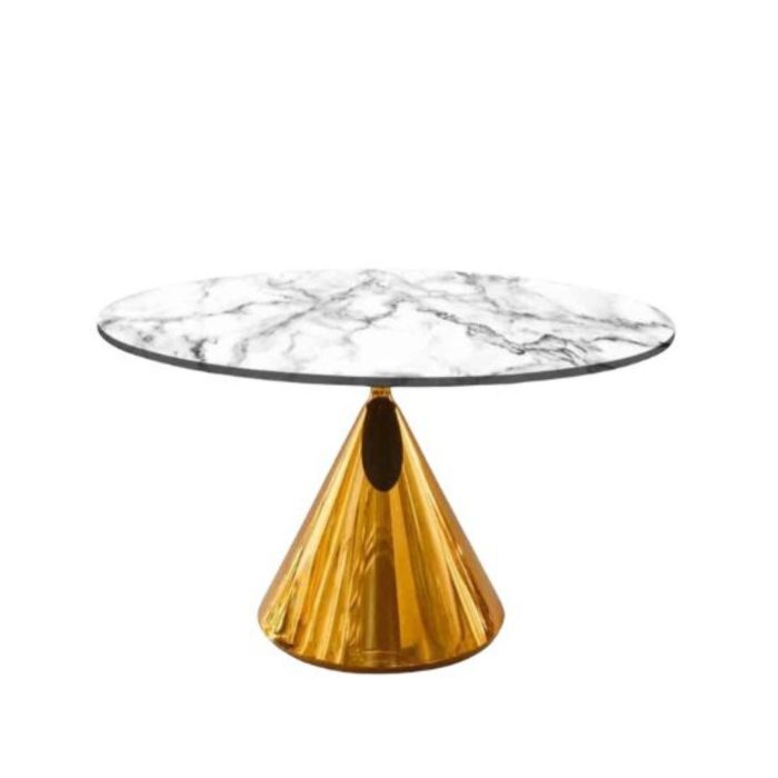Masă Cone Marble 120 din oțel inoxidabil cu blat din compozit marmură neagră, ideală pentru evenimente și restaurante