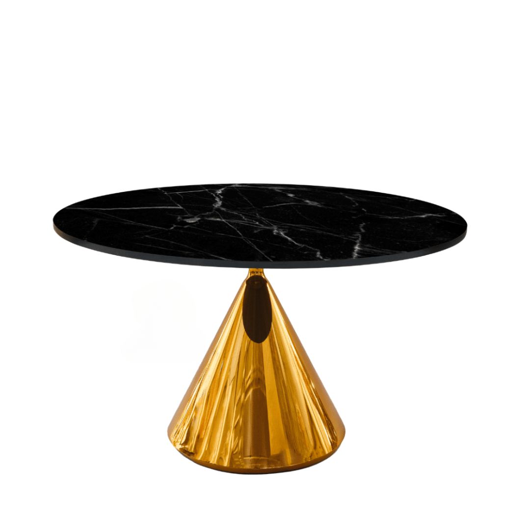 masa-eveniment-cone-marble-black-120-otel-inoxidabil-wedeco Masă Cone Marble Black 120 cu blat din compozit marmură neagră, ideală pentru evenimente și restaurante