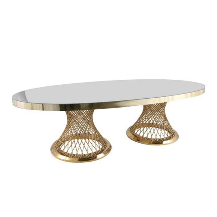 Masă Krom Royal din oțel inoxidabil pentru săli de evenimente, design elegant cu finisaj auriu - semiprofil 2
