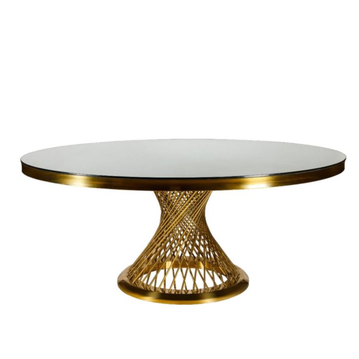 Masă rotundă Round 120 din oțel inoxidabil cu design elegant și structură rezistentă, ideală pentru saloane de evenimente, restaurante și hoteluri - fata