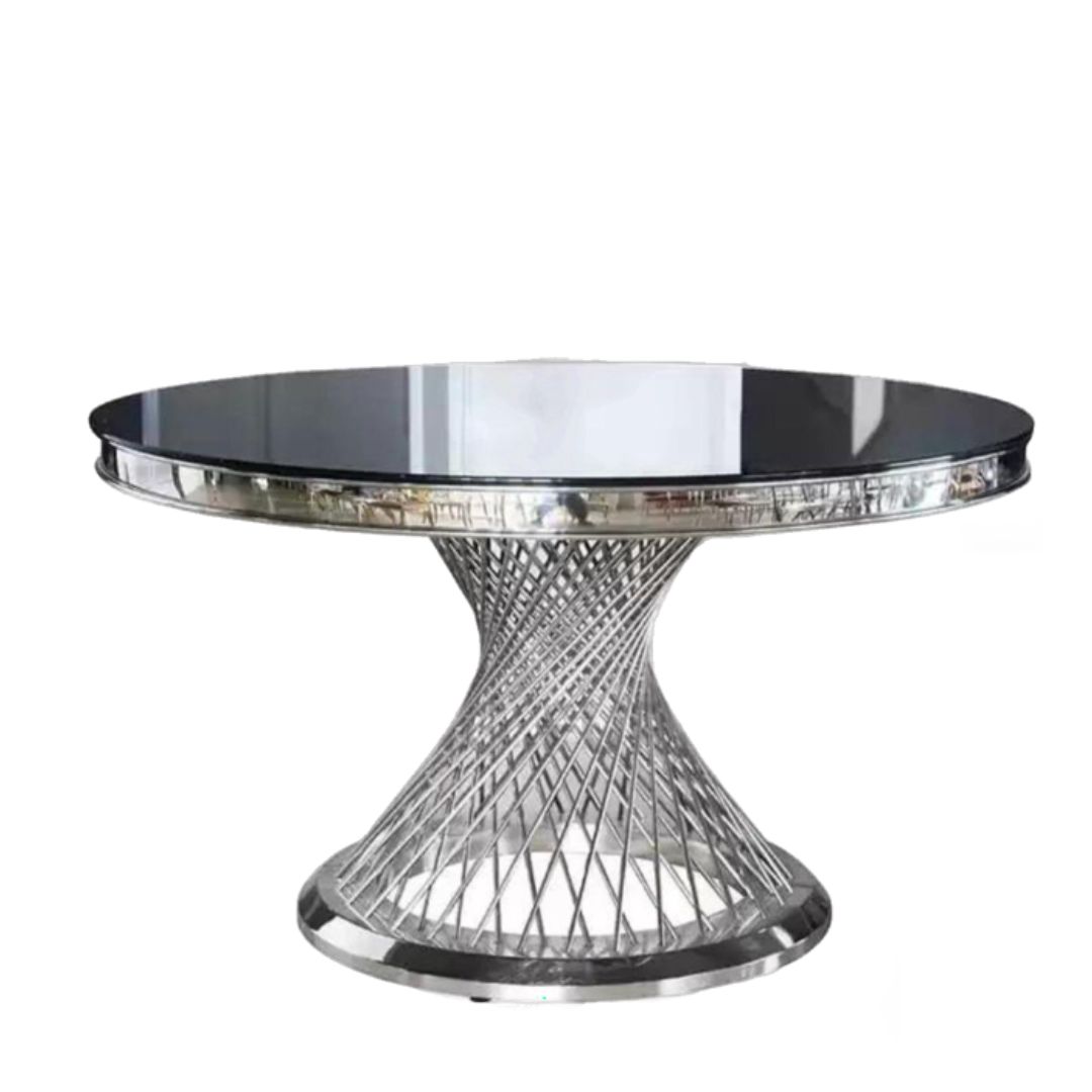 masa-rotunda-round-120-silver-otel-inoxidabil-wedeco Masă rotundă Round 120 Silver din oțel inoxidabil argintiu cu design elegant și structură rezistentă, ideală pentru saloane de evenimente, restaurante și hoteluri - fata