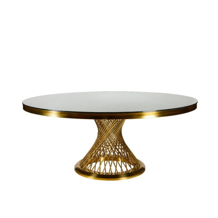 Masă rotundă Round 160 din oțel inoxidabil cu design elegant și structură rezistentă, ideală pentru saloane de evenimente, restaurante și hoteluri - fata