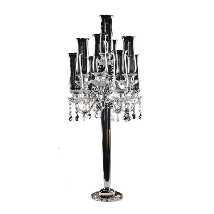 Piesă centrală de masă Model 1 din sticlă cu design elegant și decorativ, ideală pentru aranjamente de masă în saloane de evenimente, restaurante și hoteluri - fata