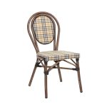 Scaun French în stil bistro parizian din lemn cu împletitură ratan, pentru terase și cafenele - model 1