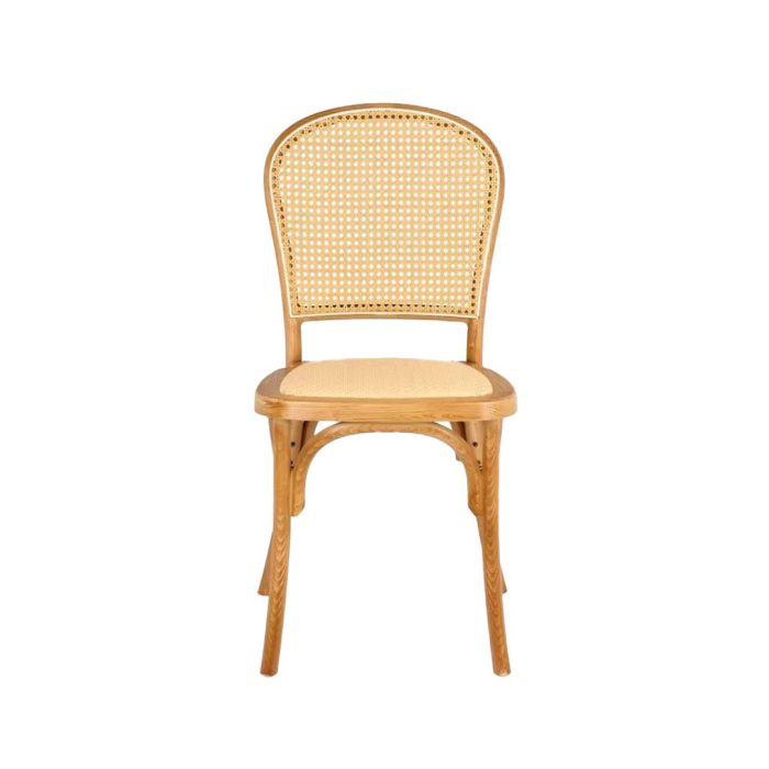 Scaun Bistro din lemn cu împletitură tip ratan, ideal pentru terase, cafenele și restaurante - fata