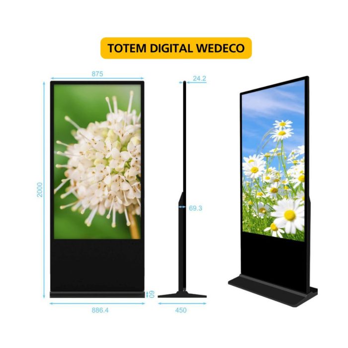 Totem Digital LED 65 inch cu ecran vertical pentru afișare digitală, ideal pentru evenimente, restaurante și hoteluri