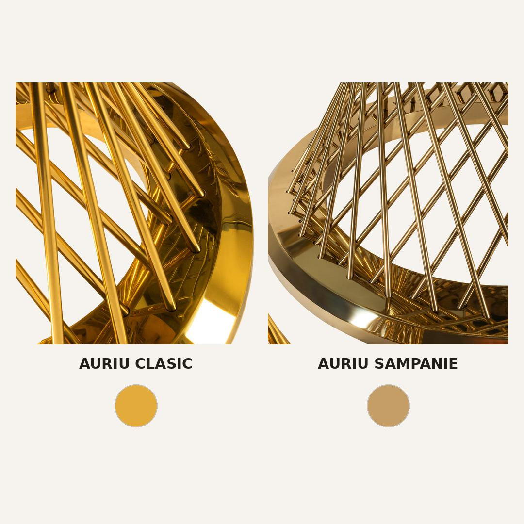 Comparație între auriu clasic și Auriu Sampanie, finisaj cromat WeDeco